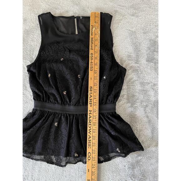 Anthropologie Meadow Rue Black Lace Beaded Tank Top Small Boho Whimsigoth Dainty - Picture 14 of 16